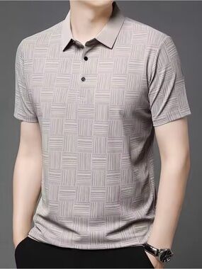 NEW Men’s Printed Business Casual Polo Shirt - Size Large✨